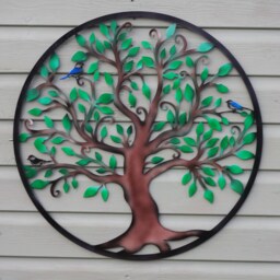 Colorful Tree Of Life Wall Art With Birds - Bronze Finish - 60cm - thumbnail 2