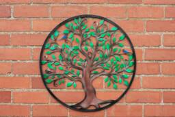 Colorful Tree Of Life Wall Art With Birds - Bronze Finish - 60cm