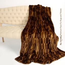 Plush Faux Fur Throw Blanket, Brown Tone Patch Beaver, Minky Lining - thumbnail 2