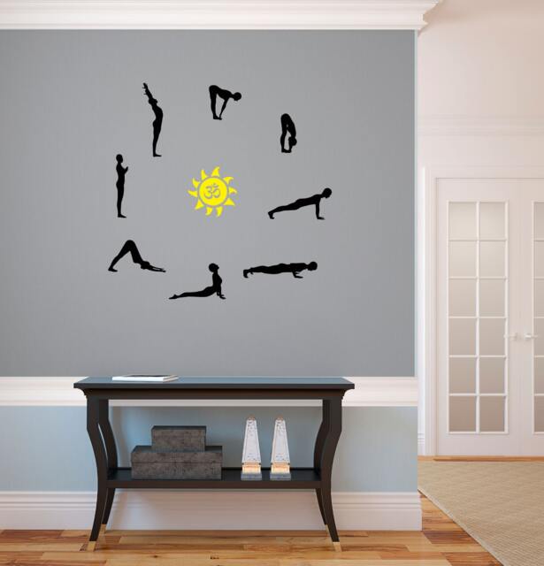 Yoga Posture Silhouettes - Small - Wall Decal Custom Vinyl Art Stickers - image 1