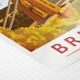 Bristol Print - Travel Poster Featuring Clifton Bridge & Hot Air Balloons Balloon Fiesta - thumbnail 3