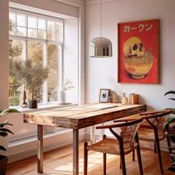 Japanese Ramen Skull Poster, Retro Pop Art Print, Surreal Food Illustration, Bold Modern Wall Art, Urban Graphic Home Decor - thumbnail 2
