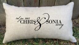Personalized Couples Pillow, 2nd Anniversary Cotton Gift - thumbnail 1