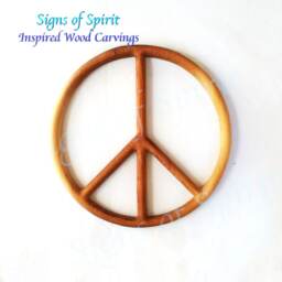 Peace Sign Wood Carved Symbol Movement Hippy Art Wooden Wall Hanging Home Decor - thumbnail 3