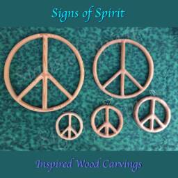 Peace Sign Wood Carved Symbol Movement Hippy Art Wooden Wall Hanging Home Decor - thumbnail 1