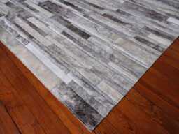 Cowhide Patchwork Rug Cream & Gray Tones - Handmade Leather - thumbnail 1