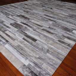 Cowhide Patchwork Rug Cream & Gray Tones - Handmade Leather - thumbnail 3