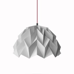 Origami Lampshade Poppy Red Paper Lamp, Modern Geometric Design - thumbnail 2