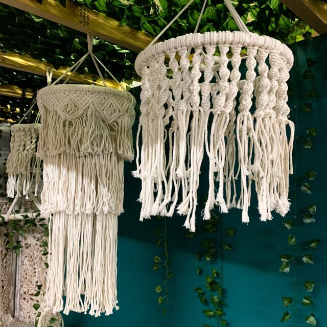 Macrame Tassel Hanging Lantern Lampshade Boho Chandelier - image 1