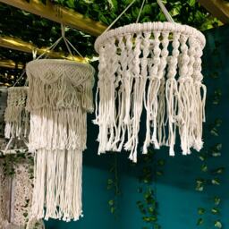 Macrame Tassel Hanging Lantern Lampshade Boho Chandelier - thumbnail 1