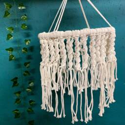 Macrame Tassel Hanging Lantern Lampshade Boho Chandelier - thumbnail 2