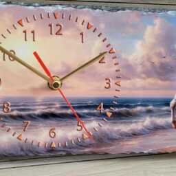 Horse On The Beach Slate Quartz Clock. Desk Stand. 30cm X 16cm - thumbnail 2