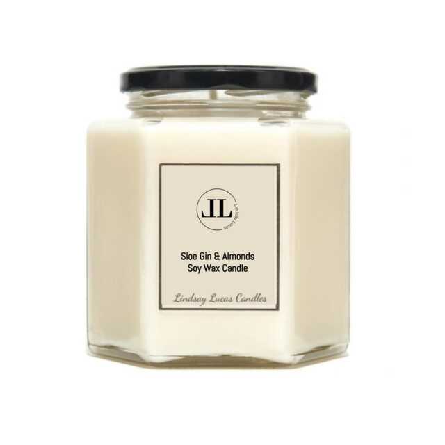 Sloe Gin & Almond Soy Wax Strong Scented Natural Candle, Vegan Candles - image 1