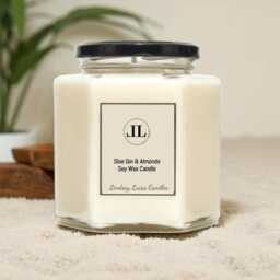 Sloe Gin & Almond Soy Wax Strong Scented Natural Candle, Vegan Candles - thumbnail 2