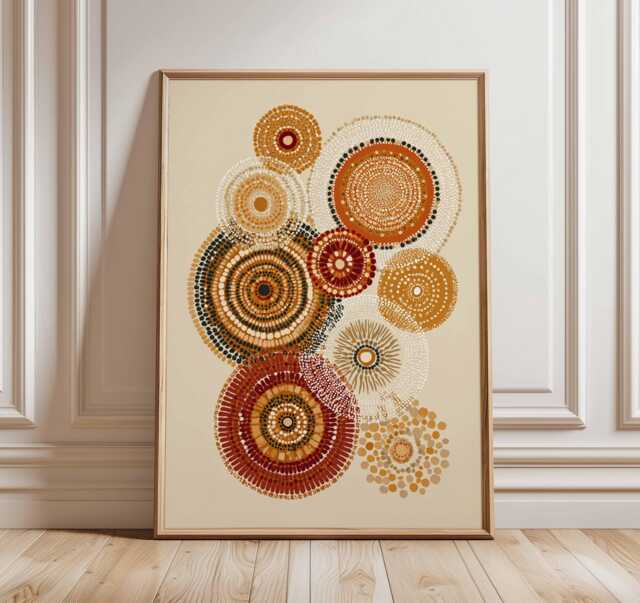 Abstract Circle Art Poster, Boho Wall Print, Earth Tone Geometric Decor, Modern Minimalist Artwork, Contemporary Living Room Design - image 1
