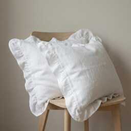Linen Ruffle Pillow Cover Pillowcase Standard Queen King Euro Bedding - thumbnail 1