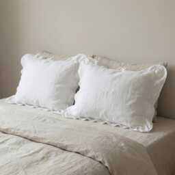 Linen Ruffle Pillow Cover Pillowcase Standard Queen King Euro Bedding - thumbnail 2