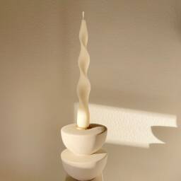 Undyed Soy Wax Spiral Candle Twisted Vegan Home Decor - thumbnail 2