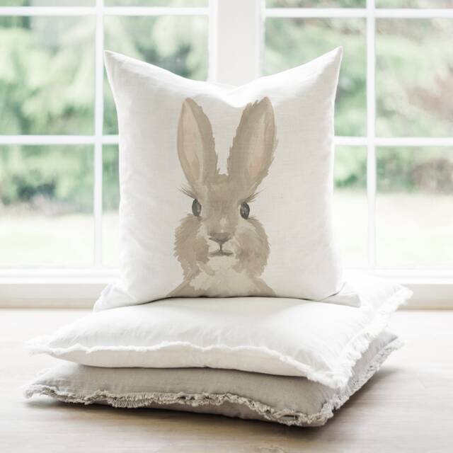 Watercolor Bunny Pillow Cover - Easter Rabbit Spring D??cor Gift Peter - image 1
