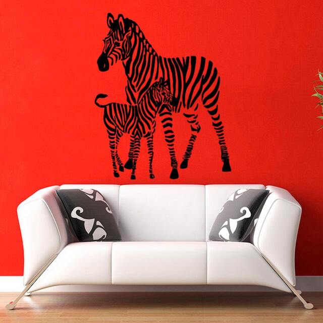 Zebra Wall Decals Animals Family Two Zebras Mother & Baby Interior Design Home Vinyl Decal Sticker Kids Nursery Room Decor M57 - image 1