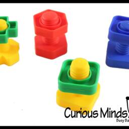 Large Plastic Nuts & Bolts Toy - Fine Motor Montessori Activity For Toddlers 18M Up - thumbnail 4