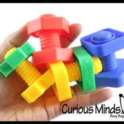 Large Plastic Nuts & Bolts Toy - Fine Motor Montessori Activity For Toddlers 18M Up - thumbnail 2
