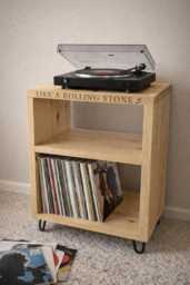 Personalised Handmade Turntable Stand, Vinyl Storage Unit, Record Player Shelf, Music Setup