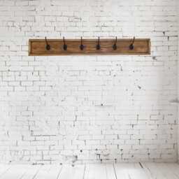 Handmade Rustic Wooden Coat Rack With Black Metal Hooks - Entryway Wall Storage - thumbnail 2