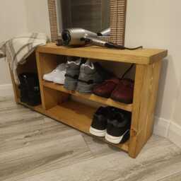 Handmade Rustic Wooden Shoe Bench Two Shelves - Many Colours & Sizes - thumbnail 2