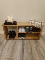 Handmade Rustic Wooden Shoe Bench Two Shelves - Many Colours & Sizes - thumbnail 1