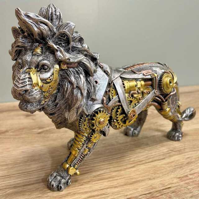 steampunk Lion Home Ornament Unique Quirky High Quality Resin Sculpture/Animal Decor - image 1