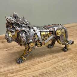 steampunk Lion Home Ornament Unique Quirky High Quality Resin Sculpture/Animal Decor - thumbnail 2