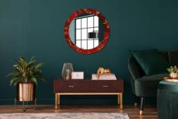 Red Marble, Red, Round Mirror Frame, Wedding Gift, Decorative Wall, Bathroom