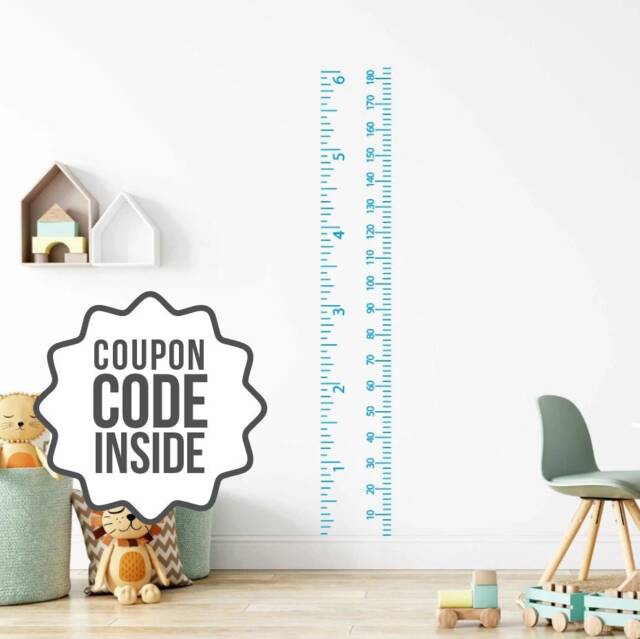 Inches & Centimeter Growth Chart Sticker, Children Metric Height Decal, Measurement Ruler Wall Vinyl, Diy Wooden - image 1