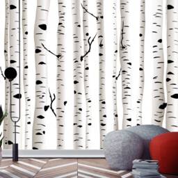 Self Adhesive Wallpaper Birches /Wall Mural Stickers/Self-Adhesive Fabric Wall Covering/Peel & Stick Wallpaper/Ordinary - thumbnail 2