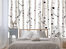 Self Adhesive Wallpaper Birches /Wall Mural Stickers/Self-Adhesive Fabric Wall Covering/Peel & Stick Wallpaper/Ordinary