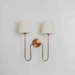 Arched Double Arm Wall Sconce - Febric Shade Lamp Brass Modern Farmhouse Light - thumbnail 3