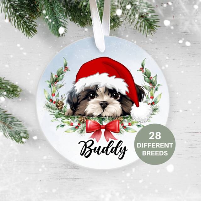 Personalised Shih Tzu Christmas Decoration, Ornament, Tree Bauble Pet Lover, New Puppy - image 1