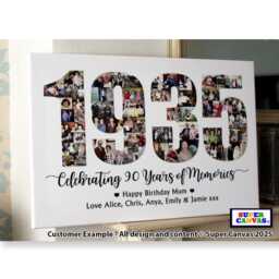 1935 90Th Birthday Personalised Custom Mum Dad Husband Wife Friend Brother Sister Photo Board Collage Framed Canvas Print Gift - thumbnail 3