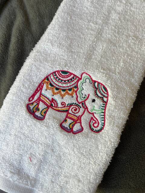 Elephant Towel, Embroidered Towels, Housewarming Gift, Elephant, Mandala Elephant - image 1