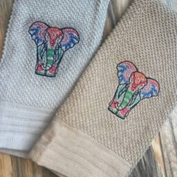 Elephant Towel, Embroidered Towels, Housewarming Gift, Elephant, Mandala Elephant - thumbnail 3