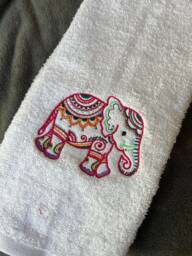 Elephant Towel, Embroidered Towels, Housewarming Gift, Elephant, Mandala Elephant - thumbnail 1