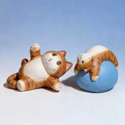 Hand Carved Wooden Yoga Cat Figurine, Painted Wood Art, Minimalist Ornament, Unique Lover Gift, Unique Gift For Lovers - thumbnail 2