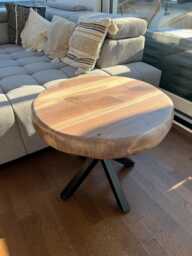 Solid Walnut Coffee Table With Metal Legs, Small Round Table, Wooden Side Or End Sofa, Couch, Indoor Outside - thumbnail 1