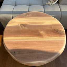 Solid Walnut Coffee Table With Metal Legs, Small Round Table, Wooden Side Or End Sofa, Couch, Indoor Outside - thumbnail 3
