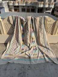 Luxury Cotton Suzani Hand-Embroidered Quilt, Classic Floral Art, Artisan Crafted Bed Cover - thumbnail 1