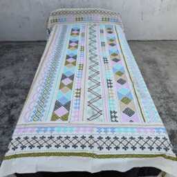 Luxury Cotton Suzani Hand-Embroidered Quilt, Classic Floral Art, Artisan Crafted Bed Cover - thumbnail 2