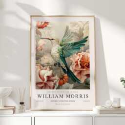 William Morris Print, Art, Exhibition Poster, Birds Morris, Wall Hummingbird, Art - thumbnail 1