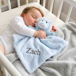 Personalised Blue Lion Baby Comforter