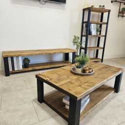 Farmhouse Wooden Coffee Table - Handmade Rustic Solid Wood Living Room UK Country Style - thumbnail 3